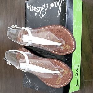 Worn once - Box Sam Edelman Gigi White leather flat thong sandals 7.5